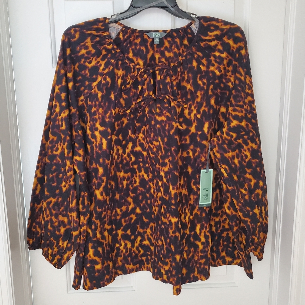 Plus 3X 24W-26W Long Sleeve Blouse New